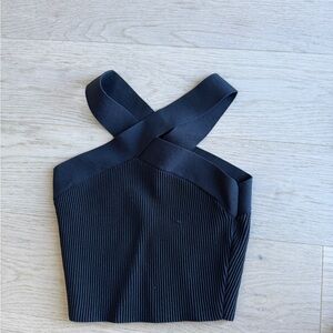 Babaton Black Ribbed Crop Top